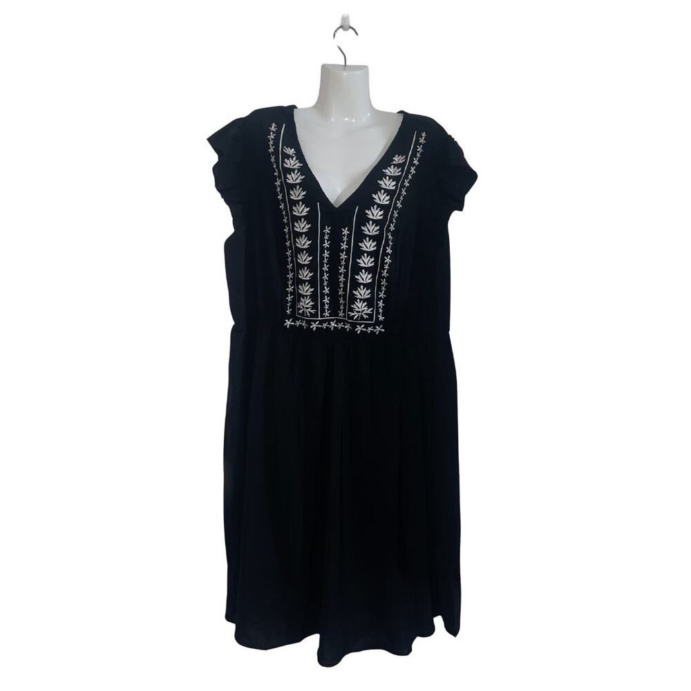 Bloomchic Floral Embroidered V-Neck Ruffle Cap Sleeve Midi Dress Size 22-24 NWT